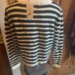 Black & White Striped V Neck Cardigan Size Medium NWT Sz M Cropped Knit Sweater Photo 3