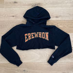 Champion  Erewhon Merch Cut Crop Hoodie Size S Black Orange Photo 0
