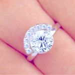 Boutique 2 Carat Rhodium 925 Silver Half Moon Simulated Diamond Ring, Size 7 Photo 8