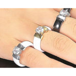 Boutique NEW Women’s 1Ct Solitaire Simulated Diamond White Silver Ceramic Ring Size‎ 6 Photo 9