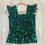 Hill House NWT  The Paz Top in Emerald Botanical Photo 1