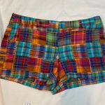 Loft 56 Ann Taylor Checkered Plaid Orange Blue Shorts Size 14 Photo 0