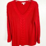 Westport 1962 Vintage Red Ribbed V-Neck Long Sleeves Sweater, Size 1X Photo 0