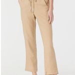J.Crew Womens Khaki Linen Blend Pants Size S Seaside Pull On Stretch Boho Crop Photo 2