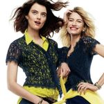 CAbi  3073 Navy Blue Sheer Lace Short Sleeve Top Blouse Button Front‎ Size Small Photo 3