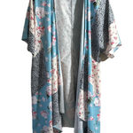 Kimono with floral print Blue Size XXL Photo 0