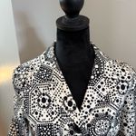 Trina Turk Black White Geometric Print Coat Dress Button Down Blazer Jacket 4 Photo 6