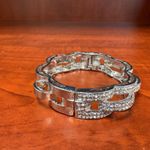 Sparkling Silver Tone Chain Link Rhinestone Bangle Bracelet Women Glamorous Photo 5