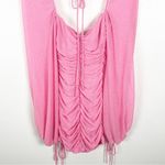 Lucy in the Sky  Robin Glitter Pink Glitter Deep V -Neck Ruched Dress Small Photo 9