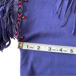 Vintage 80s Purple Fringe Western Southwestern Shoulder Pads Sweater Medium Photo 5
