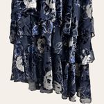 Marchesa Notte Velvet Floral Tiered Ruffle Sleeveless V Photo 11