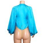 NEW THE DOLLS HOUSE Beaudelle Satin Bodysuit, Turquoise, XS Blue Photo 9