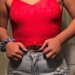 Papaya Red Lace Cropped Tank Photo 0