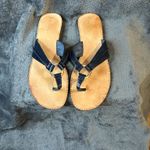 Lilly Pulitzer McKim Blue Patent Leather Flat Thong Sandals Size 10M Photo 6
