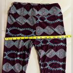 LuLaRoe Stamp Leggings OS Red/blue Floral HTF Rare One size Spandex Polyester Photo 5