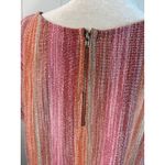W5  textured knit short sleeve top in a pink and orange striped pattern. Size L Photo 2