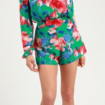 Lulus Sweetest Song Green Floral Print Backless Long Sleeve Romper Size XS Photo 0