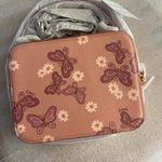 Coach  Goldshell Pink Multi Box Crossbody Handbag With Butterflies Photo 5