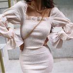 SNDYS Gingham Courtney Dress in Cream With Puff Sleeves Size 4 Photo 3