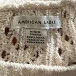 American Eagle Cream Open Knit Cropped Sweater Women's M Neutral Pullover Cozy Photo 2