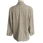 Old Navy Size L Linen Blend Striped Blazer Jacket Pockets Lined Blue Natural Photo 2