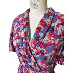 Vintage 70s Floral Midi Fit and Flare Dress Size Large Pink Photo 1