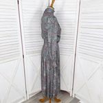 Vintage J.G. Hook Paisley Pleated Skirt Mock Neck Maxi Dress Green Multi 4 Photo 2