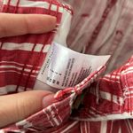 American Eagle  red white striped shorts paper bag belted high rise Photo 3