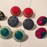 Lot Of 5 Costume Earrings Fabric Vintage Though Modern Clip On Clipon Variety Photo 4