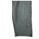 Aerie  Cotton Greenish Gray Cut Out Floral Ankle Leggings Size L EUC Photo 2