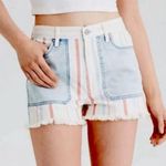 American Eagle  High Waist Cut-Off Striped Patchwork Denim Mom Shorts Size 2 Photo 8