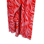 CAbi Red Pink Zebra Print Midi Dress S Flowing Kimono Sleeve Asym Hem Photo 3