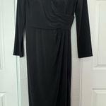 La Femme • Formal Gown Dress • Black • Ruched • Long Sleeve • Size 12 • Slit Photo 0