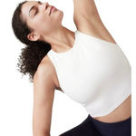 Athleta  Women Small Conscious‎ Crop Solid White Build In Bra Yoga Tank Photo 0