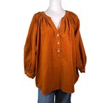 Cato Boho Western Women 18/20W Rust Corduroy V Neck 3/4 Sleeve Qtr Button Blouse Photo 1