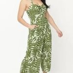 Unique Vintage Green Tropical Leaf Print Halter Jumpsuit NWT | 5XL | Photo 1