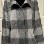 Talbots NWOT Gray and White Buffalo Plaid Zip Front Wool Blend Jacket Photo 0