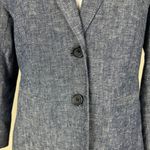 Banana Republic  Blazer Jacket Women 4 Blue Chambray Linen Cotton 2-Button Office Photo 3
