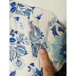 Yumi Kim Blue White Button Down Short Sleeve Carly Linen Top Size Medium Photo 4