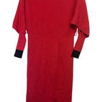 Hot Pink Knit Midi Dress Dolman Sleeve Black Trim Elegant Womens‎ Large NWT Photo 0