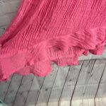 Umgee  hot pink crinkle fabric crochet mini dress or tunic top size Large boho Photo 5