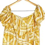 Pretty Little Thing Off Shoulder Yellow Paisley Tile Print Bardot Maxi Dress US XL Photo 3