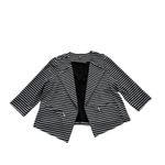 Roz & Ali  Blazer Womans Black White Stripe Open Front 3/4 Sleeve Jacket Size 1X Photo 11