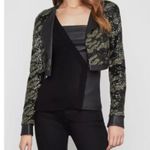 BCBGMAXAZRIA Camo Sequin Long Sleeve Cropped Jacket Safari Green Women's Size S Photo 1