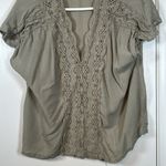 Farmers Market Lace Trim Dolman Blouse Top Olive Green Size M/L EUC #1948 Size M Photo 2