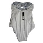 Nicole Miller Studio Bandeau One-Piece Swimsuit Size 8 NWT Blue White Stripes Photo 9