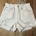 American Eagle | Women's 100% Cotton White Distressed Shorts Raw Hem Sz 2 Photo 0