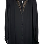 Susan Graver  Artisan‎ Black Beaded Sheer Long Sleeve Button Down Shirt Size 10 Photo 0
