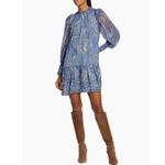 Marie Oliver  Silk Mini Dress Size Large Paisley Ruffle Boho Chic Coastal Cowgirl Photo 14