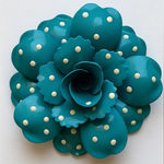 Joan Rivers Vintage  Chunky Blue Floral PolkaDot Layered Statement Brooch Pin LG Photo 0